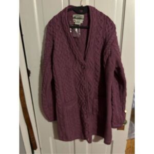 NWT Arancraft 100% Merino Irish Fisherman Cardigan XXL